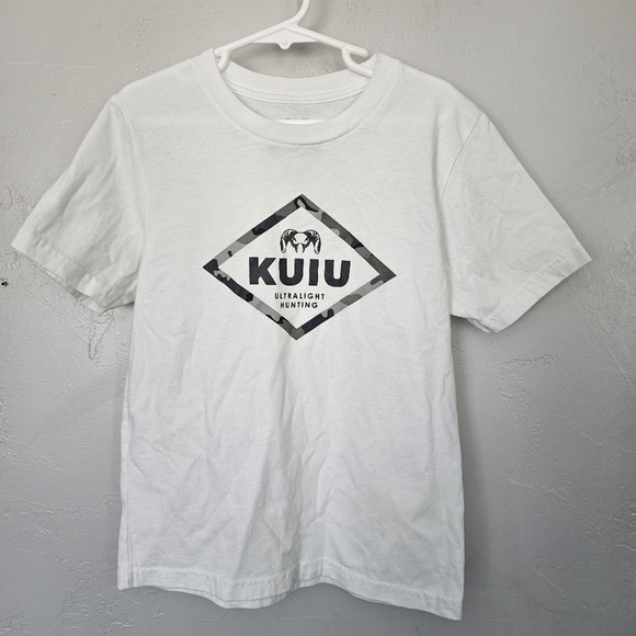KUIU Kids Boys Small White Graphic T-Shirt Short Sleeve Graphic Hunting Outdoor - Picture 1 of 4